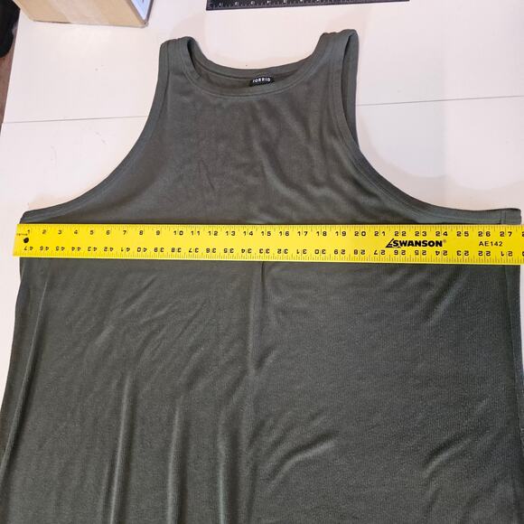 Torrid Maxi Rib Bodycon Slip Tank Maxi Dress Green Women's Plus 5 5X 28 3683 - Picture 8 of 11